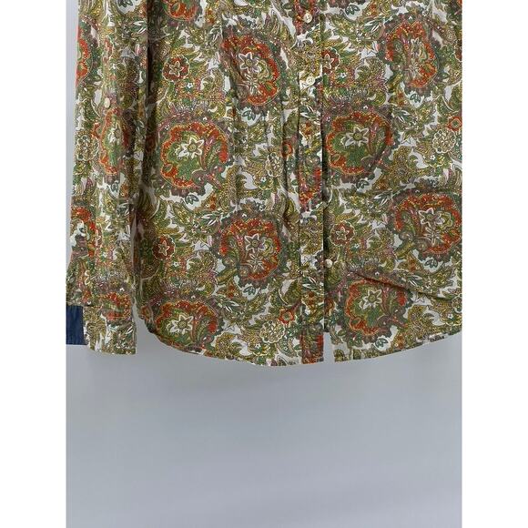 TALBOTS Women’s Petite Tan Multi Floral Print Button-Up Long Sleeve Top SZ 10P - Picture 5 of 9